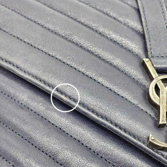 Saint Laurent College Medium Chain Bag - Leather - Blue *preloved - Picture 7 of 14